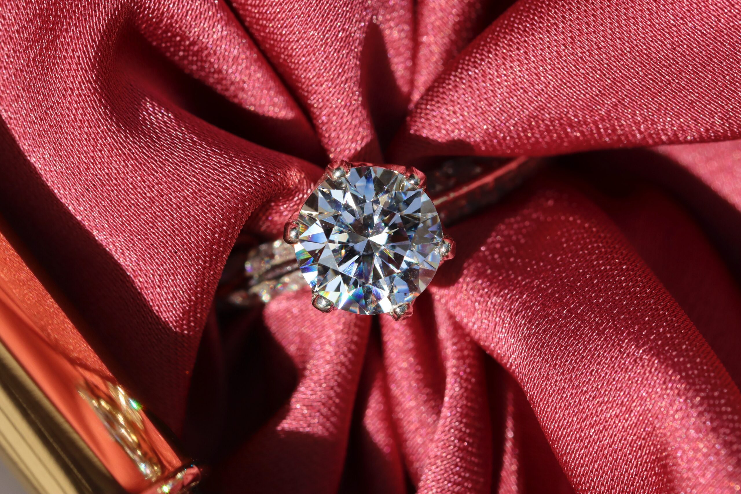 A large diamond wrapped around red cloth