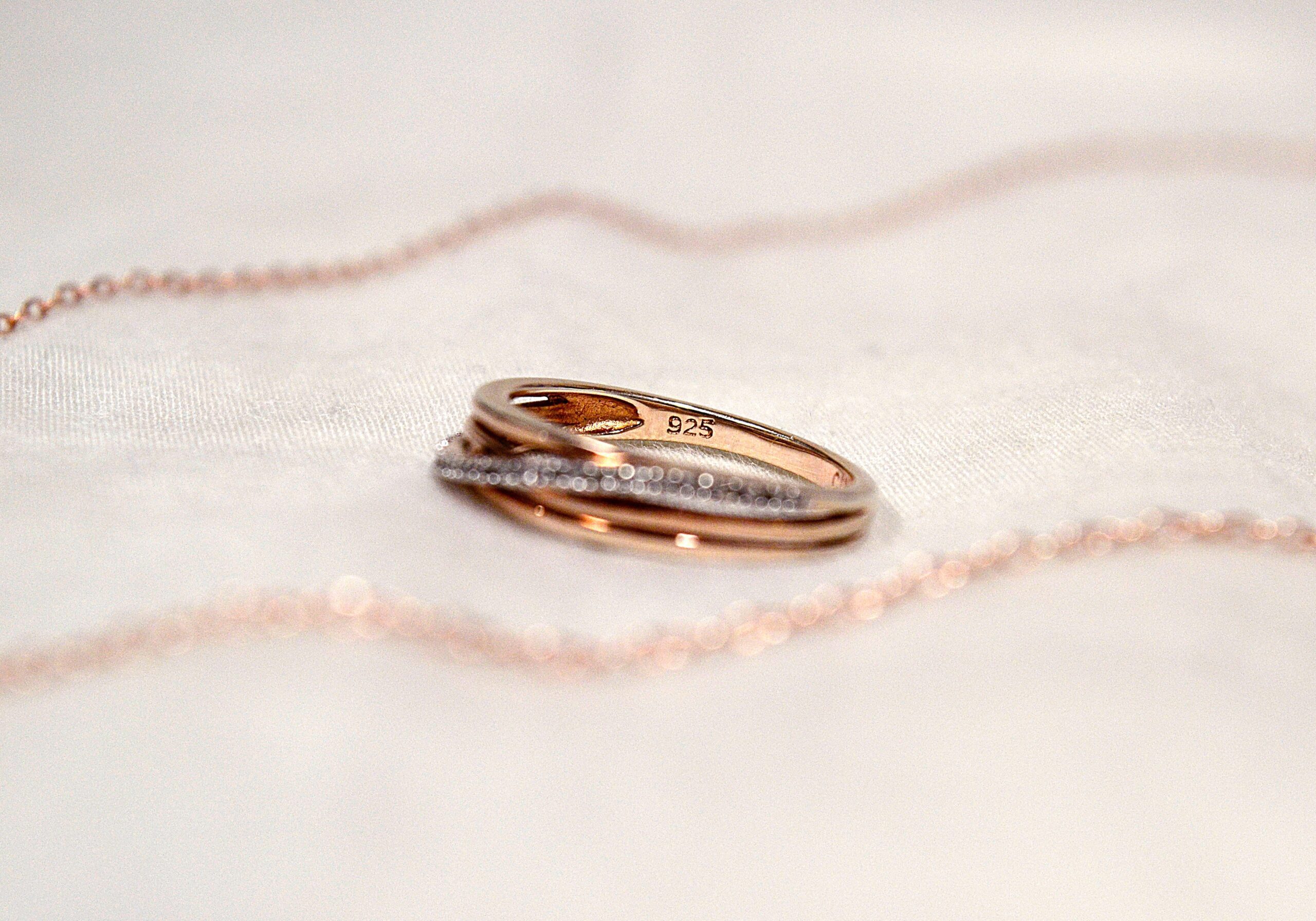 A rose gold diamond ring