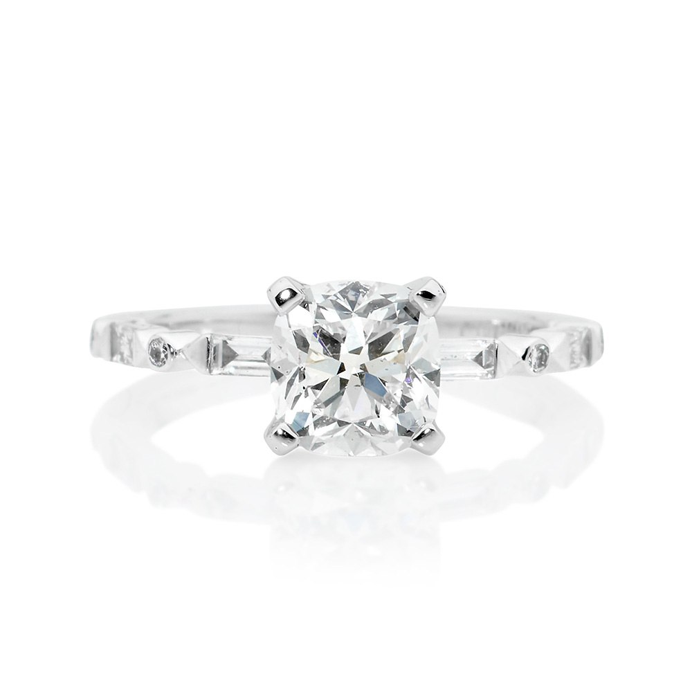 Art Deco Cushion Cut custom engagement ring